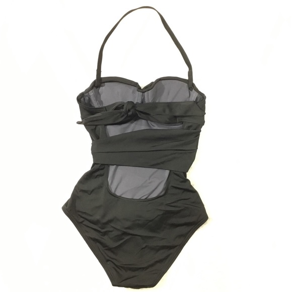 Victoria’s Secret Twist Bandeau Tie Back Retro One-piece Swimsuit Black 32A - Picture 8 of 16